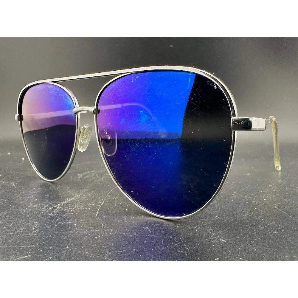 Aldi Batavia Aviator Sunglasses Silver Blue Mirrored Lenses 058 (83)